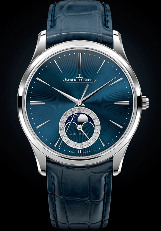 Jaeger-LeCoultre,Master 39mm,39mm,White Gold,Blue,Automatic,Moonphase,Day,13635E1