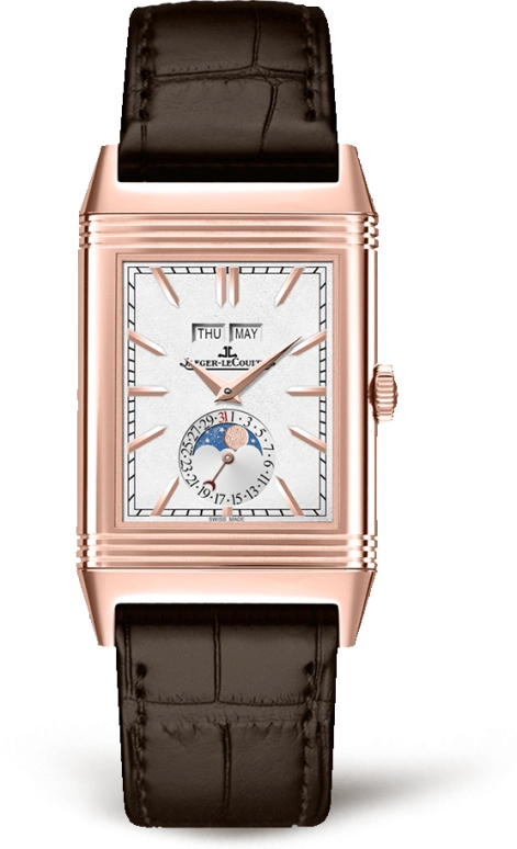 Jaeger-LeCoultre,Reverso 29.90mm,29.90mm,Pink Gold,Silver,Handwound,Moonphase,Month,Date,Day,42hours,In-house Caliber,3912420