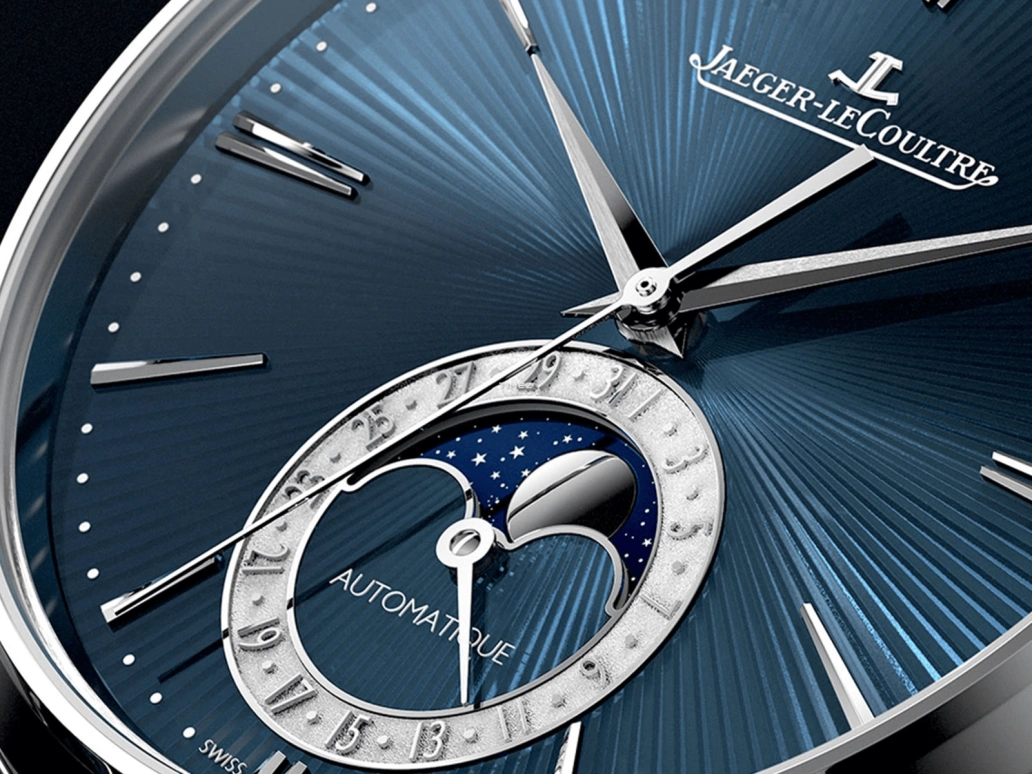 Jaeger-LeCoultre,Master 39mm,39mm,White Gold,Blue,Automatic,Moonphase,Day,13635E1