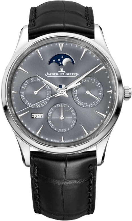 Jaeger-LeCoultre,Master 39mm,39mm,White Gold,Grey,Automatic,Moonphase,Perpetual Calendar,Month,Date,38hours,In-house Caliber,130354J