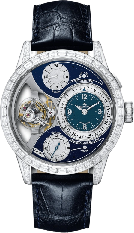 Jaeger-LeCoultre,Duomètre 42mm,42mm,White Gold,Blue,Handwound,Day,Power Reserve Indicator,Dule Time,Tourbillon,50hours,In-house Caliber,Q6053406