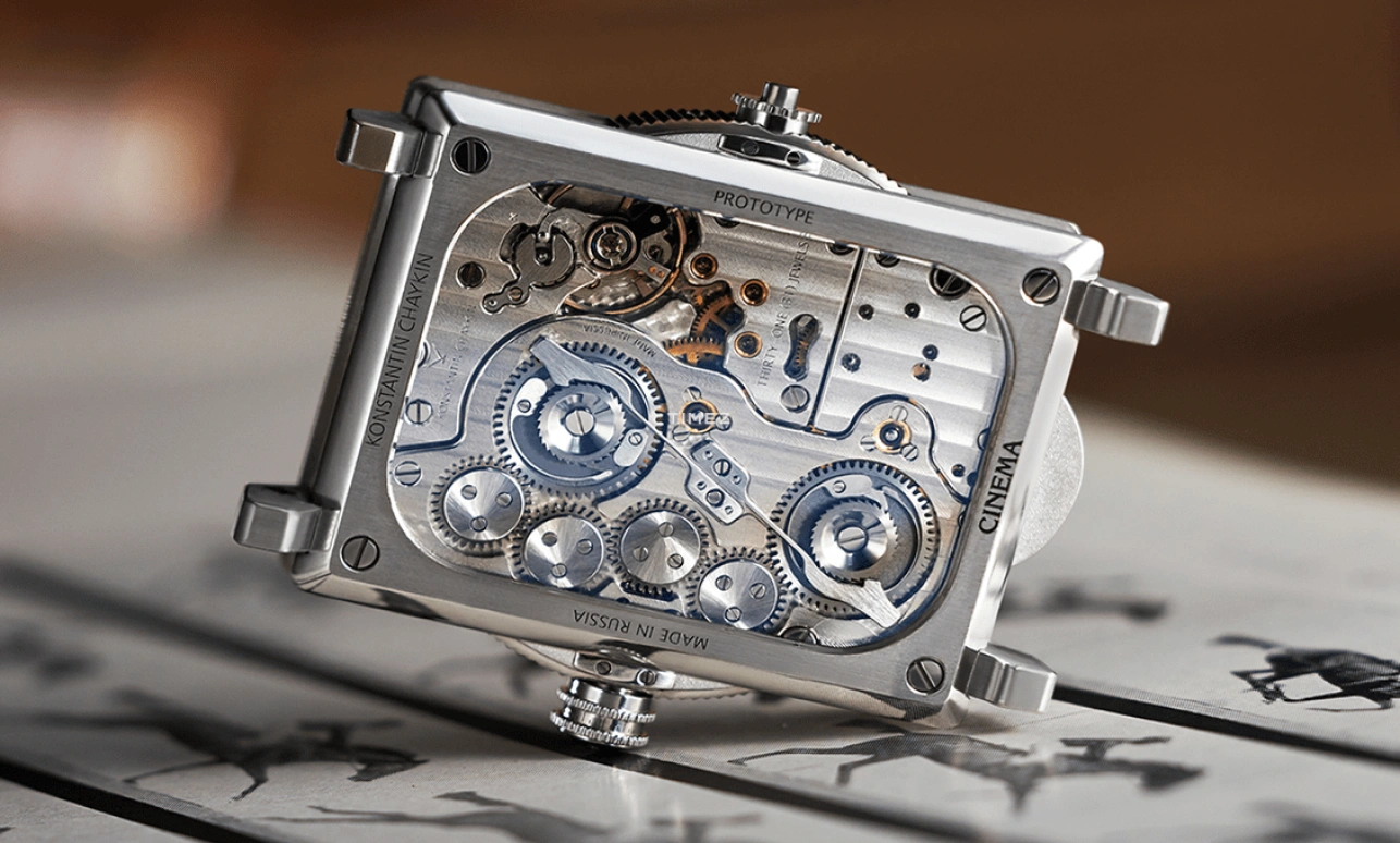 Konstantin Chaykin,Cinema 47.60x37.60mm,47.60x37.60mm,White Gold,Black,Handwound,Sapphire,Crystal Glass,Square,Cinema