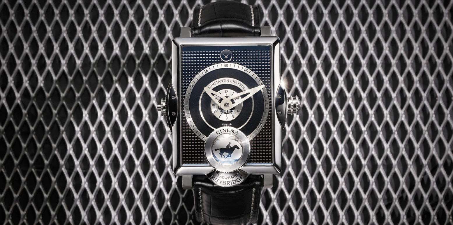 Konstantin Chaykin,Cinema 47.60x37.60mm,47.60x37.60mm,White Gold,Black,Handwound,Sapphire,Crystal Glass,Square,Cinema