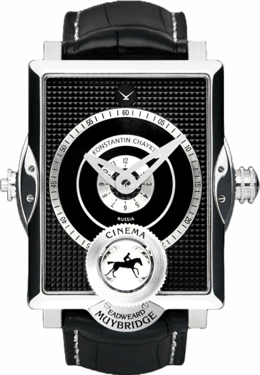 Konstantin Chaykin,Cinema 47.60x37.60mm,47.60x37.60mm,White Gold,Black,Handwound,Sapphire,Crystal Glass,Square,Cinema