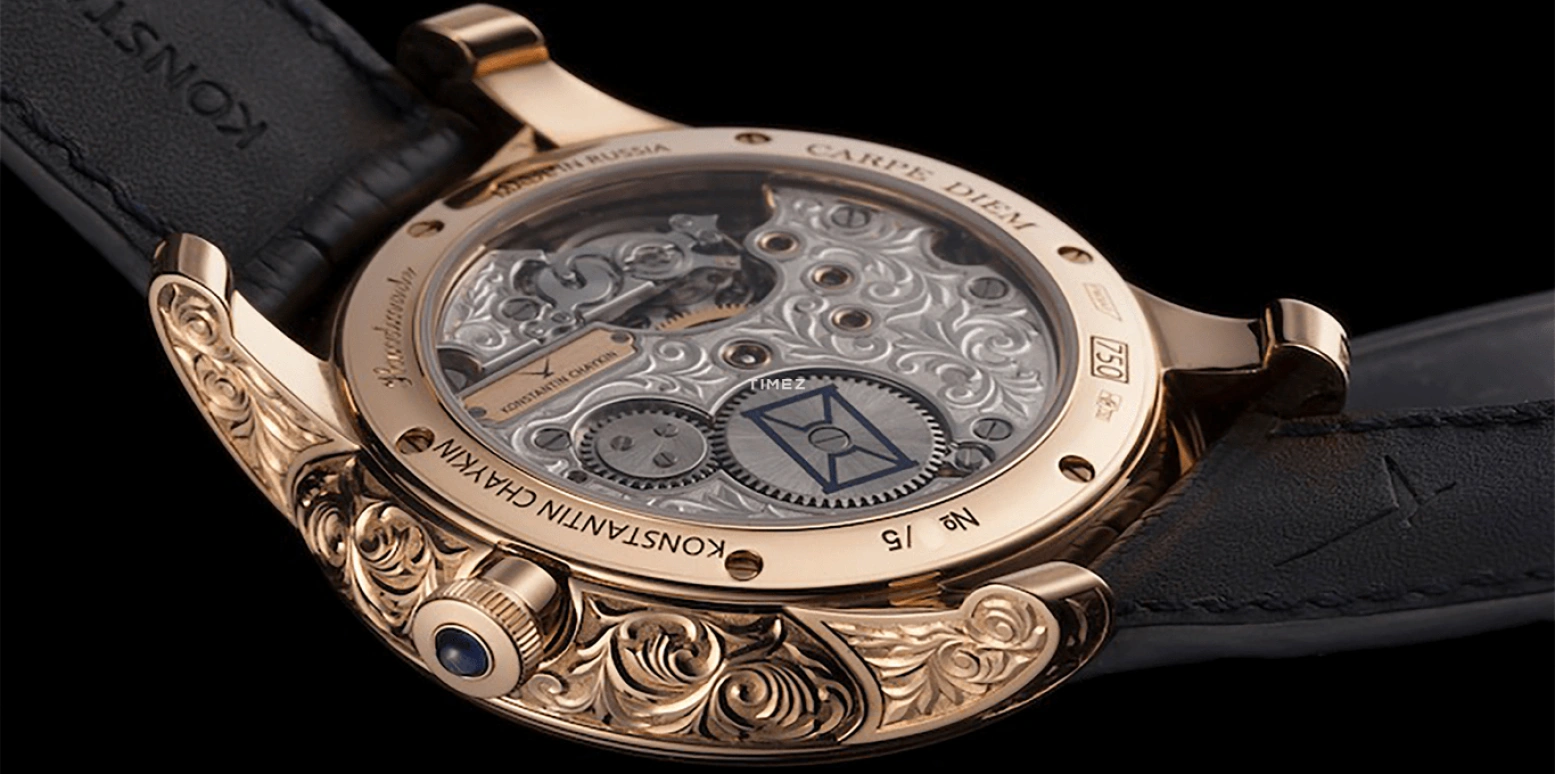 Konstantin Chaykin,Carpe Diem 45mm,45mm,Rose Gold,Blue,Silver,Handwound,Sapphire,Crystal Glass,Round,Carpe Diem