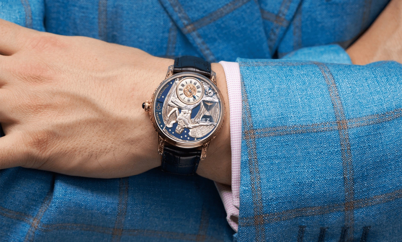 Konstantin Chaykin,Carpe Diem 45mm,45mm,Rose Gold,Blue,Silver,Handwound,Sapphire,Crystal Glass,Round,Carpe Diem