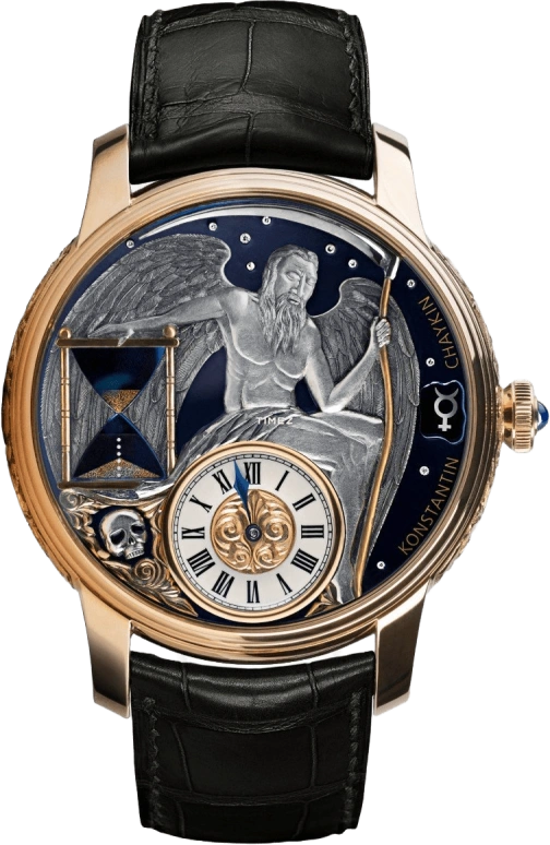 Konstantin Chaykin,Carpe Diem 45mm,45mm,Rose Gold,Blue,Silver,Handwound,Sapphire,Crystal Glass,Round,Carpe Diem