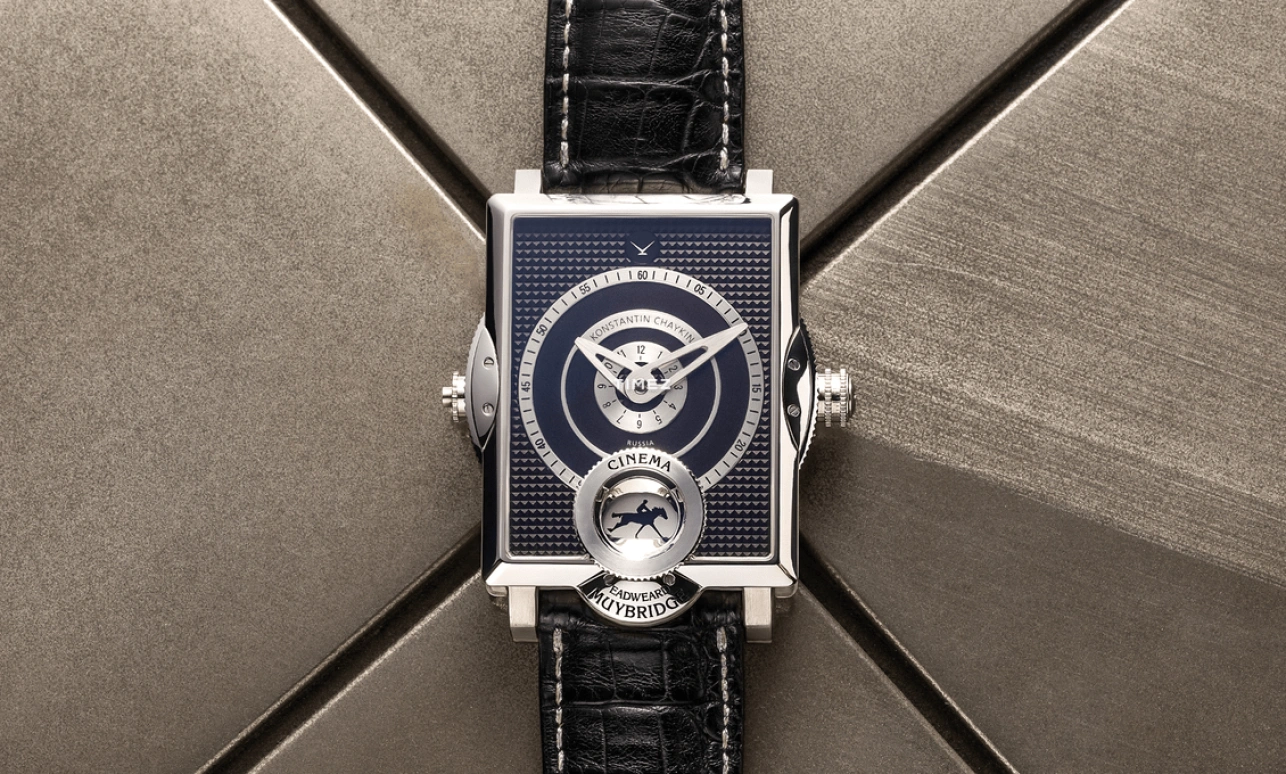 Konstantin Chaykin,Cinema 47.60x37.60mm,47.60x37.60mm,White Gold,Black,Handwound,Sapphire,Crystal Glass,Square,Cinema