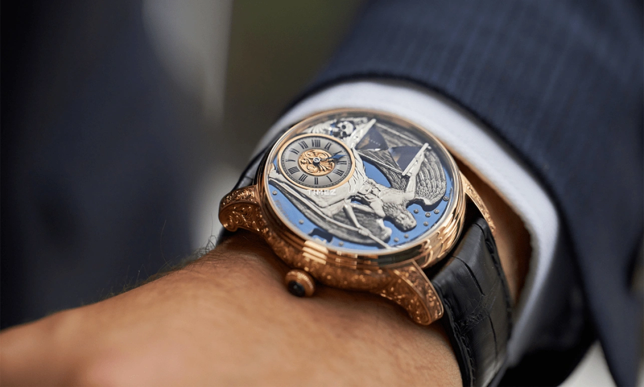 Konstantin Chaykin,Carpe Diem 45mm,45mm,Rose Gold,Blue,Silver,Handwound,Sapphire,Crystal Glass,Round,Carpe Diem