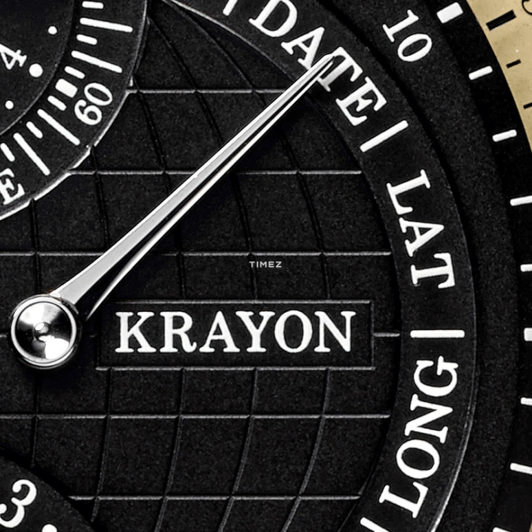 Krayon,Everywhere 43毫米,43毫米,白金,黑色,自动上弦,月历,日历,功能指示器,协调世界时,72小时,自制机芯,Horizon