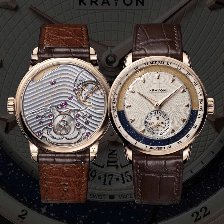 Krayon,Anywhere 39mm,39mm,Rose Gold,Cream,Handwound,Month,Day,Sun position/rising Time,C030,C030-02