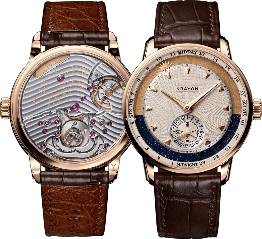 Krayon,Anywhere 39mm,39mm,Rose Gold,Cream,Handwound,Month,Day,Sun position/rising Time,C030,C030-02