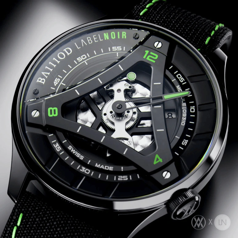 Label Noir,Other 44mm,44mm,Stainless Steel,Black,Automatic,Sapphire,Glass,Round,LN BA01