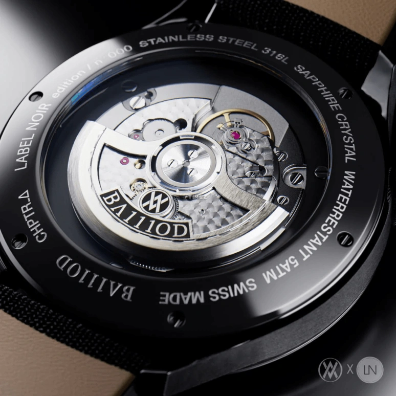 Label Noir,Other 44mm,44mm,Stainless Steel,Black,Automatic,Sapphire,Glass,Round,LN BA01