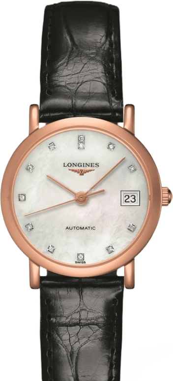 Longines,Elegant 27.20mm,27.20mm,Pink Gold,White,Automatic,Date,40hours,L4,L4.378.8.87.0