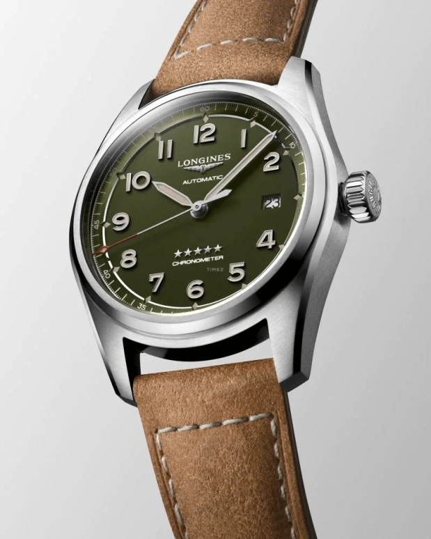 Longines,Spirit 40mm,40mm,Stainless Steel,Green,Automatic,Date,64hours,L3,L3.810.4.03.2