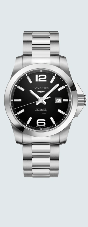 Longines,Conquest 43mm,43mm,Stainless Steel,Black,Automatic,Day,72hours,L3,L3.778.4.58.6