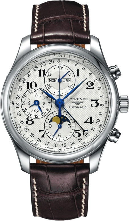 Longines,Master 42mm,42mm,Stainless Steel,Silver,Automatic,Chronograph,Moonphase,Month,Date,42hours,In-house Caliber,L2,L2.773.4.78.3