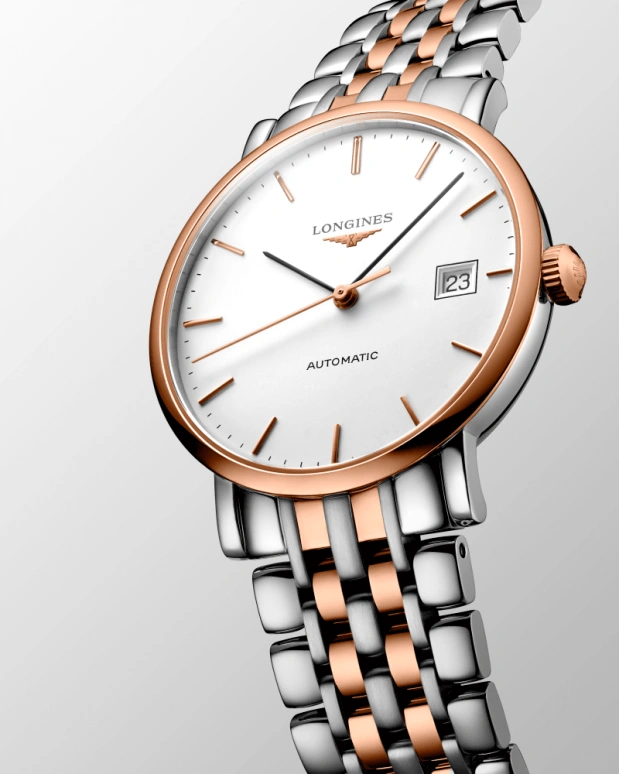 Longines,Elegant 37mm,37mm,Red Gold,Stainless Steel,White,Automatic,Date,65hours,L4,L4.810.5.12.7