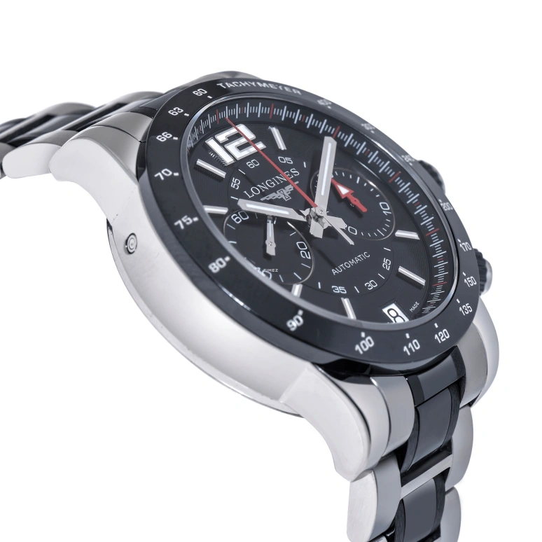 Longines,Admiral 42mm,42mm,Ceramic,Stainless Steel,Black,Automatic,Chronograph,Day,L3,L3.667.4.56.7