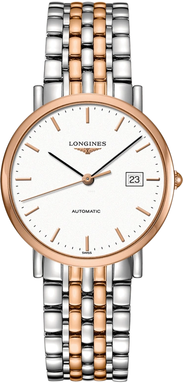 Longines,Elegant 37mm,37mm,Red Gold,Stainless Steel,White,Automatic,Date,65hours,L4,L4.810.5.12.7