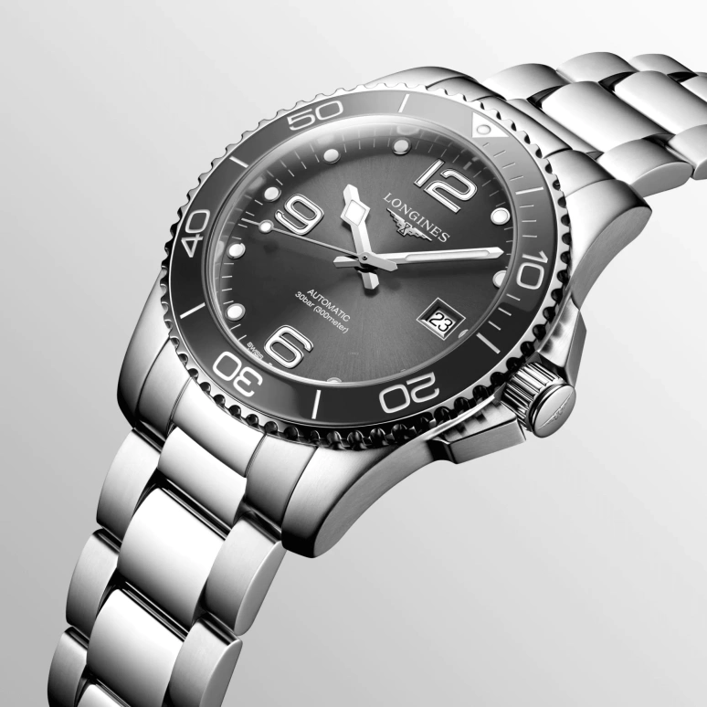 Longines,HydroConquest 41mm,41mm,Stainless Steel,Grey,Automatic,Date,65hours,L3,L3.781.4.76.6
