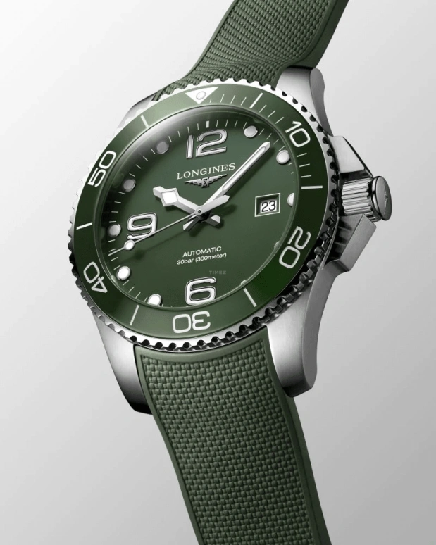 Longines,HydroConquest 43mm,43mm,Stainless Steel,Green,Automatic,Day,72hours,L3,L3.782.4.06.9