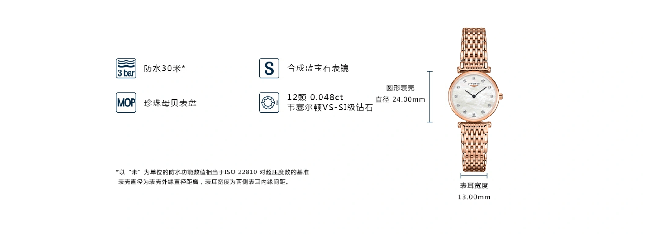 浪琴,嘉岚 24毫米,24毫米,不锈钢,白色,石英,26280小时,自制机芯,L4,L4.209.1.97.8