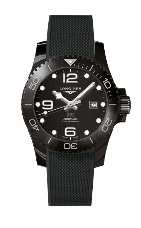 Longines,HydroConquest 43mm,43mm,Ceramic,Black,Automatic,Date,65hours,L3,L3.784.4.56.9