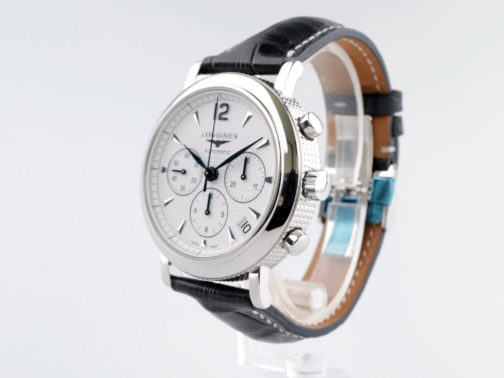 Longines,Clous de Paris 44mm,44mm,Stainless Steel,White,Automatic,Chronograph,Day,L2,L2.704.4.16.0