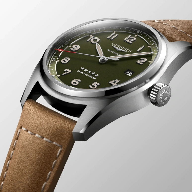 Longines,Spirit 40mm,40mm,Stainless Steel,Green,Automatic,Date,64hours,L3,L3.810.4.03.2