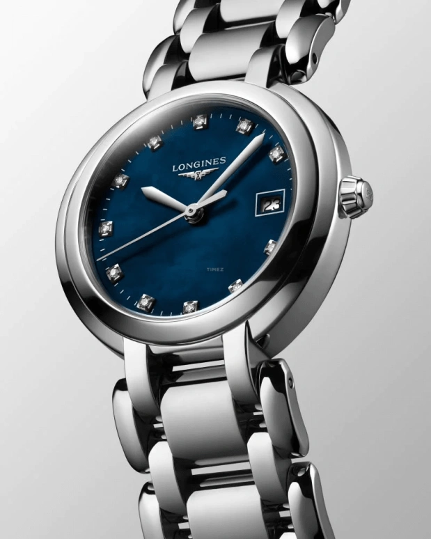 Longines,PrimaLuna 30mm,30mm,Stainless Steel,Blue,Quartz,Date,26280hours,L8,L8.112.4.98.6