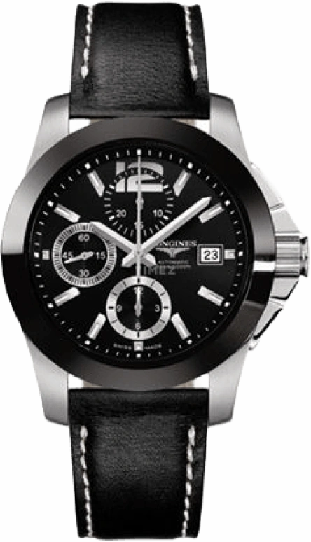 Longines,Conquest 41mm,41mm,Ceramic,Stainless Steel,Black,Automatic,Chronograph,Date,L3,L3.661.4.56.0