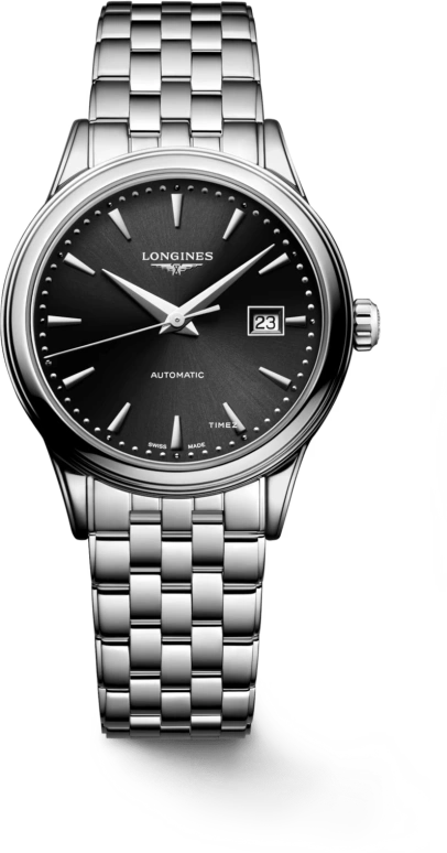 Longines,Flagship 30mm,30mm,Stainless Steel,Black,Automatic,Day,40hours,L4,L4.374.4.59.6