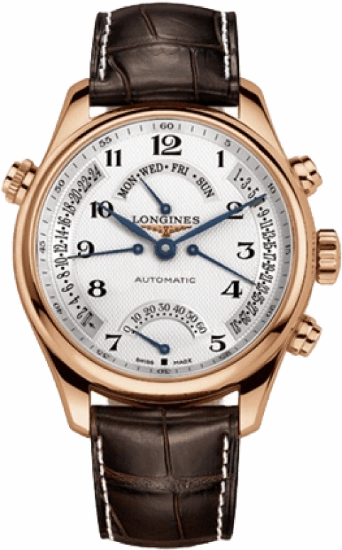 Longines,Master 44mm,44mm,Pink Gold,Silver,Automatic,Chronograph,Date,Day,Power Reserve Indicator,46hours,In-house Caliber,L2,L2.717.8.78.3