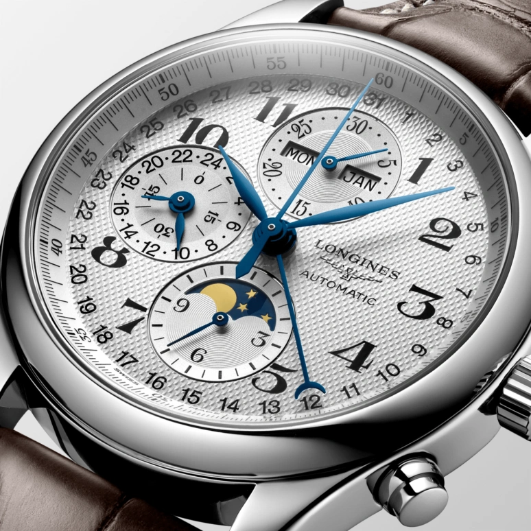 Longines,Master 42mm,42mm,Stainless Steel,Silver,Automatic,Chronograph,Moonphase,Month,Date,42hours,In-house Caliber,L2,L2.773.4.78.3