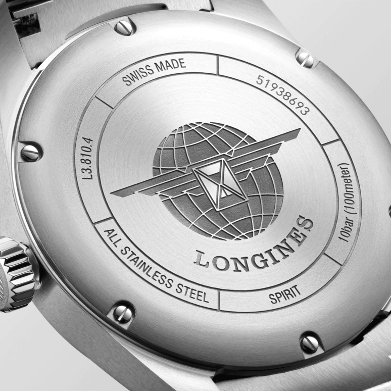 Longines,Spirit 40mm,40mm,Stainless Steel,Silver,Automatic,Day,64hours,L3,L3.810.4.73.9