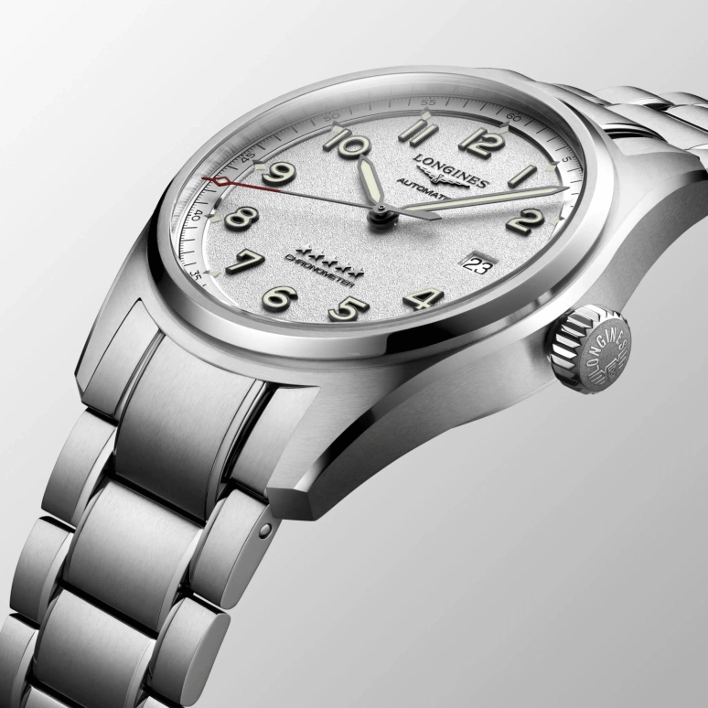 Longines,Spirit 40mm,40mm,Stainless Steel,Silver,Automatic,Day,64hours,L3,L3.810.4.73.9