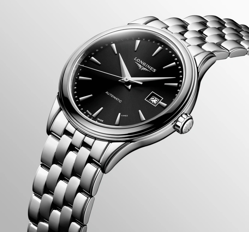 Longines,Flagship 30mm,30mm,Stainless Steel,Black,Automatic,Day,40hours,L4,L4.374.4.59.6