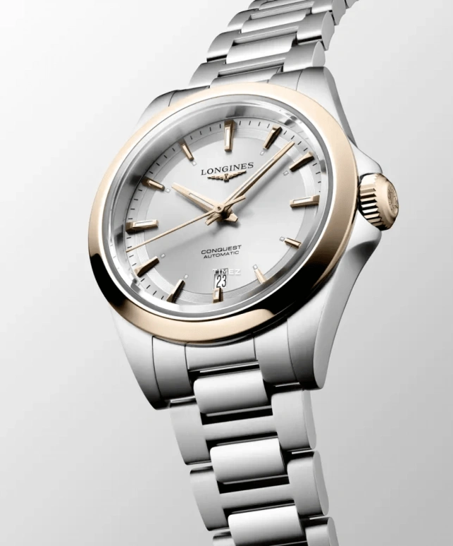 Longines,Conquest 30mm,30mm,Stainless Steel,Rose Gold,Silver,Automatic,Day,40hours,L3,L3.320.5.72.6