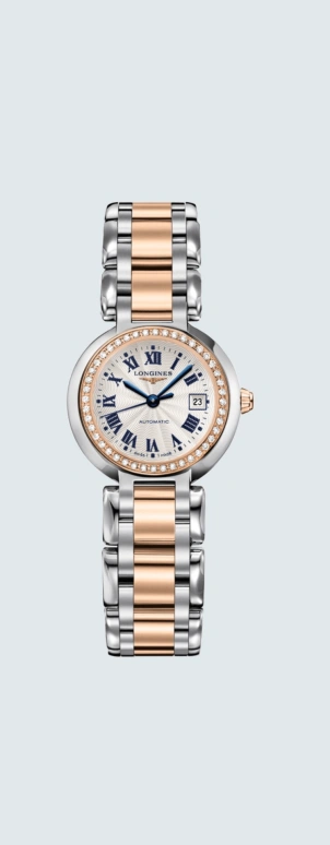 Longines,PrimaLuna 26.50mm,26.50mm,Pink Gold,Stainless Steel,Silver,Automatic,Date,40hours,L8,L8.111.5.79.6