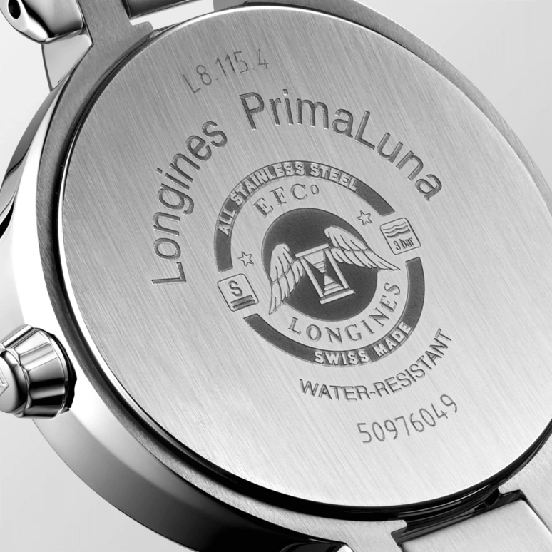 Longines,PrimaLuna 30.50mm,30.50mm,Stainless Steel,Silver,Quartz,Moonphase,Date,L8,L8.115.4.71.6