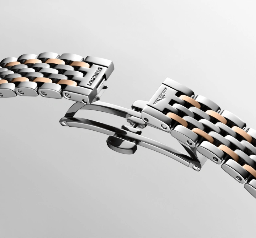 浪琴,博雅 25.50毫米,25.50毫米,精钢,粉红金,白色,自动上弦,日历,40小时,L4,L4.309.5.81.7