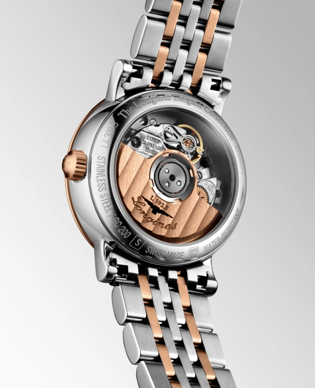 浪琴,博雅 25.50毫米,25.50毫米,精钢,粉红金,白色,自动上弦,日历,40小时,L4,L4.309.5.81.7