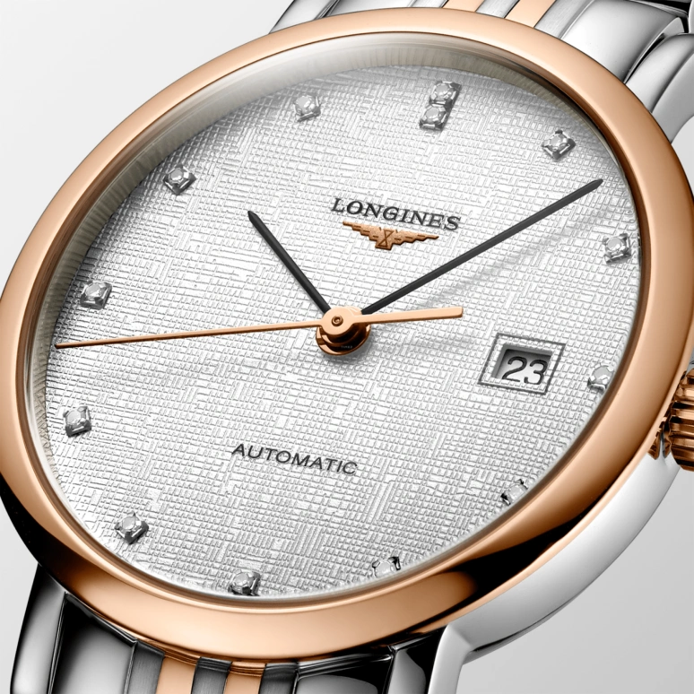 Longines,Elegant 29mm,29mm,Pink Gold,Stainless Steel,Silver,Automatic,Date,40hours,L4,L4.310.5.77.7