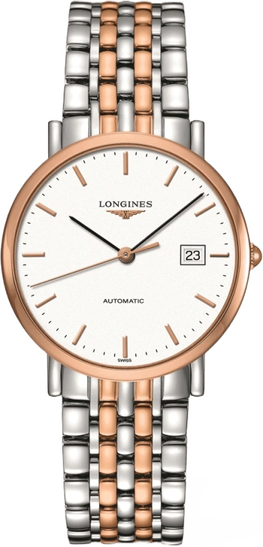 Longines,Elegant 37mm,37mm,Red Gold,Stainless Steel,White,Automatic,Date,65hours,L4,L4.810.5.12.7