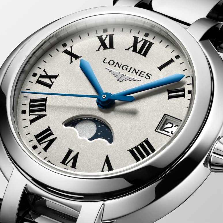 Longines,PrimaLuna 30.50mm,30.50mm,Stainless Steel,Silver,Quartz,Moonphase,Date,L8,L8.115.4.71.6