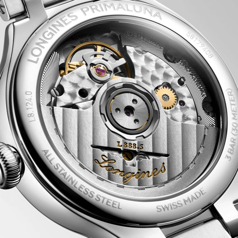 浪琴,心月 34毫米,34毫米,精钢,银色,自动上弦,日历,64小时,L8,L8.124.0.71.6