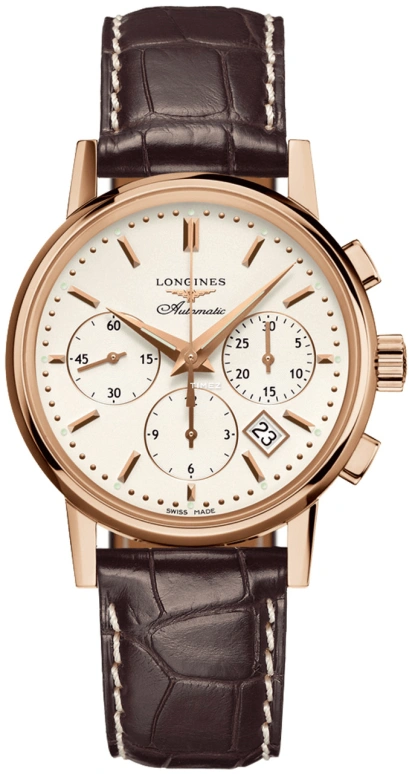 Longines,Heritage Classic 39mm,39mm,Rose Gold,White,Automatic,Chronograph,Day,L2,L2.733.8.72.2