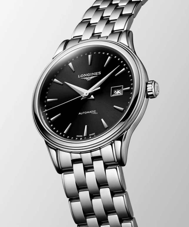 Longines,Flagship 30mm,30mm,Stainless Steel,Black,Automatic,Day,40hours,L4,L4.374.4.59.6